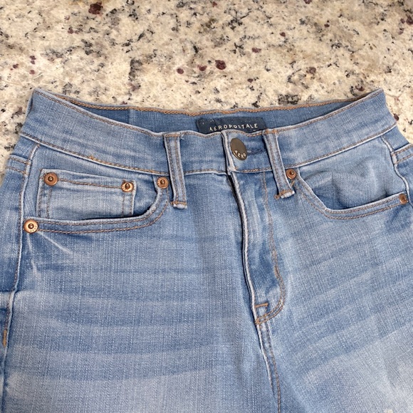 Aeropostale Jeans Women Blue Distressed Look FLEX EFFECTS High Waisted SIZE 00 - Picture 9 of 11